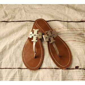 Tory Burch Moore Leather Thong Sandals Size 10